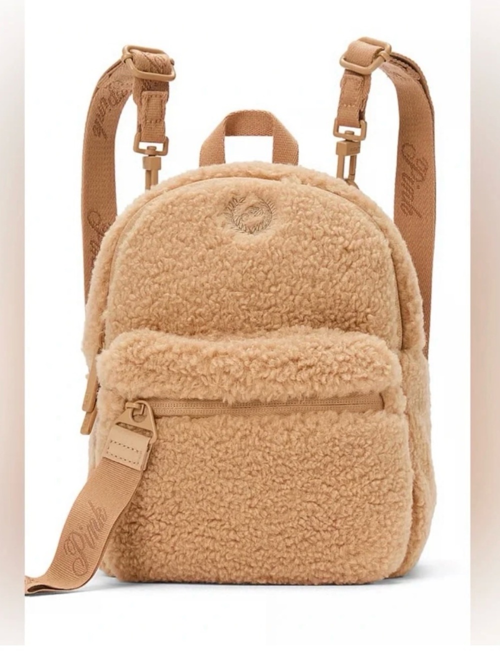 NWOT Victoria’s Secret PINK mini convertible backpack crossbody Sherpa tan